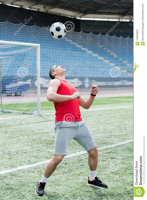 Handsome Man Playing Football Stock Photo Image Of Muscular Soccer