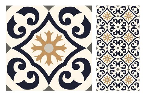 Vintage Tiles Patterns Antique Seamless Design 2407007 Vector Art At