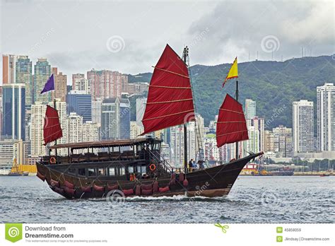 Ciarpame Cinese In Hong Kong Harbor Immagine Stock Editoriale - Immagine di sailboat, asia: 45858059