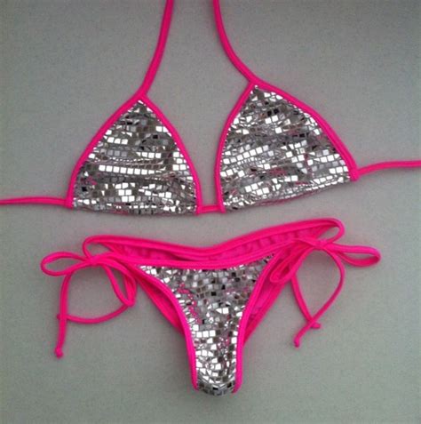 Swimwear Pink Silver Holographic Bikini Swimwear Swimwear