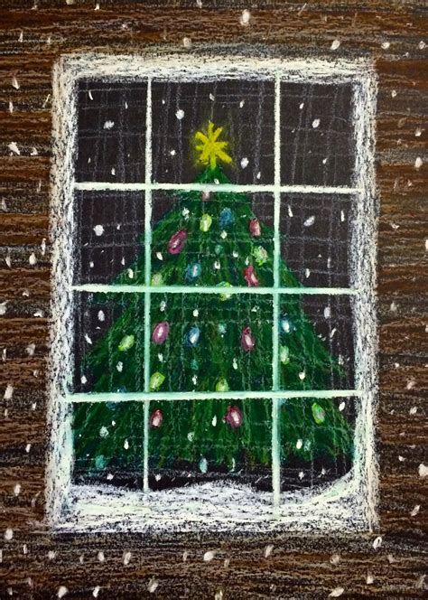 kathys art project ideas oil pastel christmas tree   snowstorm