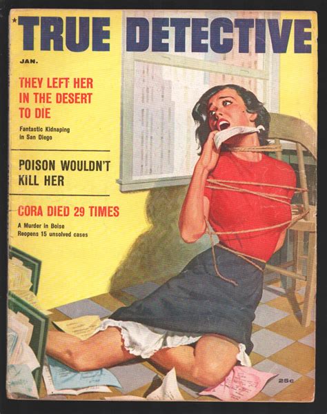 True Detective 11957 Bondage Bound And Gagged Woman On Cover Pulp Crime Posed Photos Historic Vg