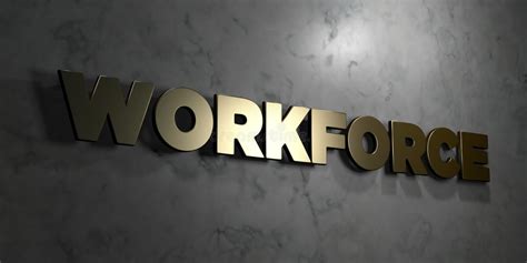 Workforce Gold Text On Black Background 3d Rendered Royalty Free