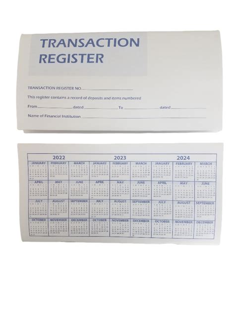5-Checkbook Transaction Registers 2022 2023 2024 Calendar Check Book