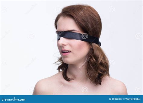 Beautiful Woman With Black Blindfold Stock Image Image Of Young Lovely 50323877
