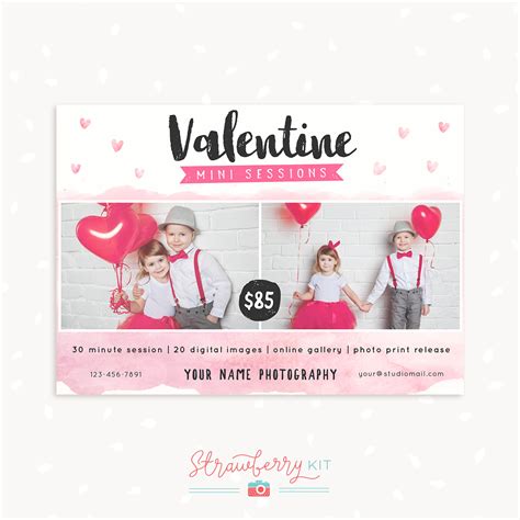 Valentines Mini Sessions Photoshop Template Psd Instant Download