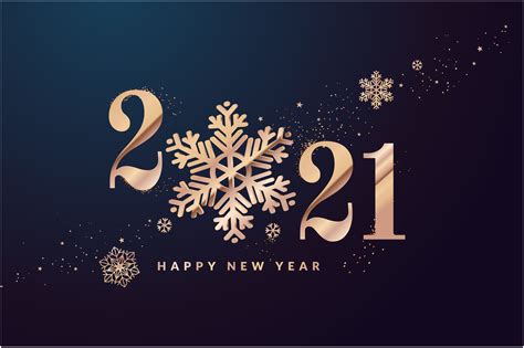 Happy New Year Golden 2021 Design With Snowflakes 1314019 Vector Art At