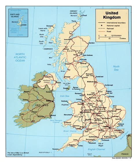 Large Detailed Physical Map Of United Kingdom With All Roads Cities