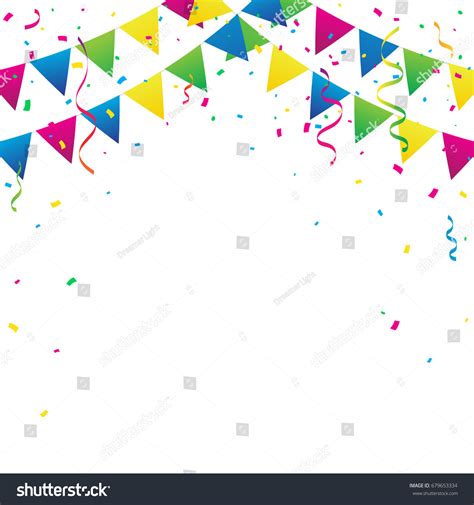 Colorful Party Flags Confetti Ribbons Falling Stock Vector Royalty