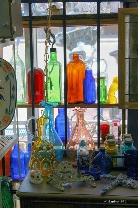 Every Yesterday Colored Glass Bottles Bottle Display Antique Bottles