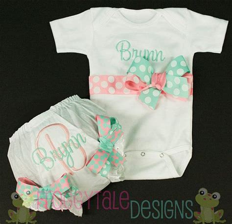 Personalized Bodysuit Onesie And Diaper Cover Bloomer Full Outfit In