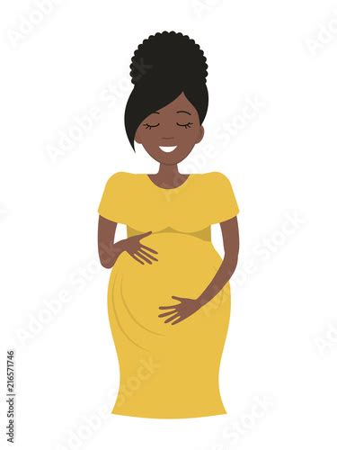 Cute Pregnant Woman In Yellow Dress Isolated On A White Background A