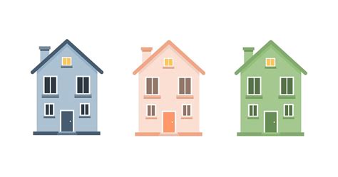 Set Of Cute Cartoon Houses Vector Illustration Little House Colourful