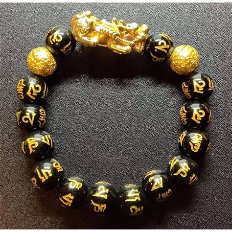 New Mantra Gemstone With Gold Plated Wealth Pi Yao Lucky Charm Bracelet