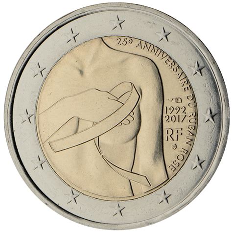 France 2 Euro Coin 25th Anniversary Of The Pink Ribbon Fight