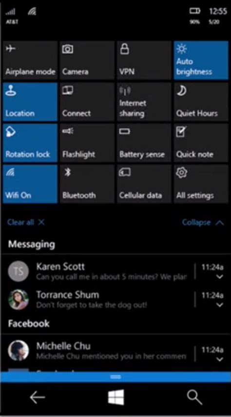 Windows 10 Mobile Novità In Arrivo Per Action Center Sms E Blocco