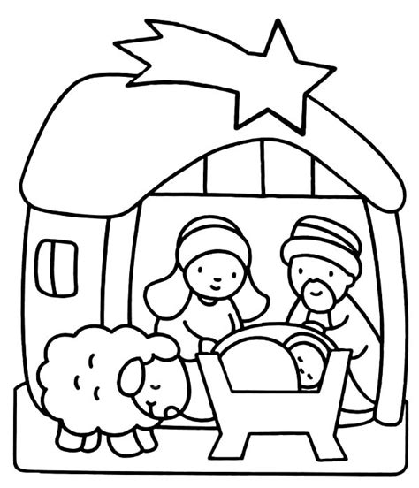 The scene is peaceful and loving. Nativity Of Baby Jesus Coloring Page : Kids Play Color