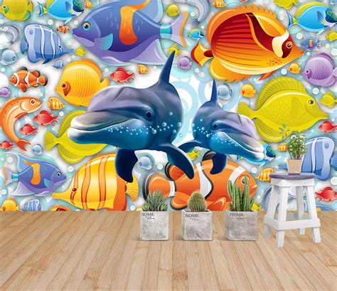 3d Fish School 1494 Wall Murals Aj Wallpaper