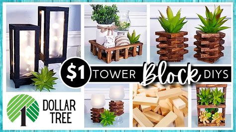 New Dollar Tree Diy Home Decor With Wood Tumbling Tower Blocks Lantern Shelf Tray Easy Diys