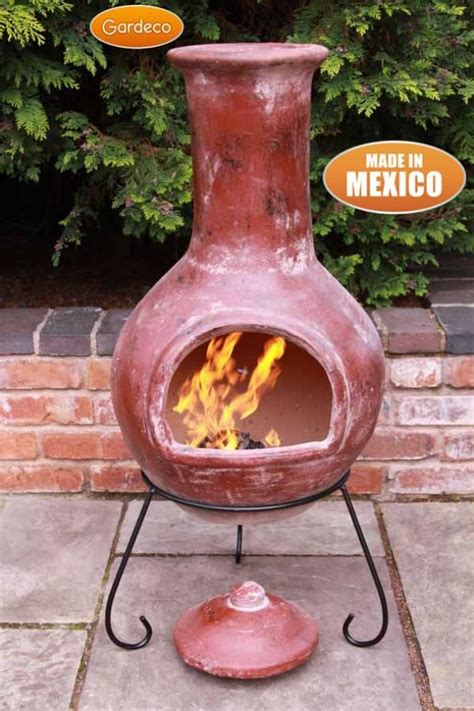 Gardeco Extra Large Colima Mexican Chiminea In Red Outdoor Fire Pit