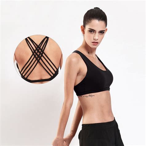 Professional Shockproof Workout Clothes For Women Sportswear Sexy Push Up Bra Cross Straps