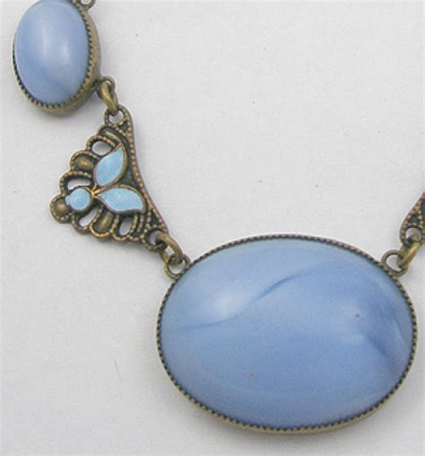 Czech Blue Satin Glass Necklace Garden Party Collection Vintage Jewelry