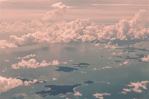 Sea Ocean Water Aerial View Clouds Sky Nature Island Cloud