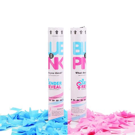 Gender Reveal Cannon Party Popper 30cm Blue Pink Confetti Kit
