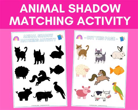 Animal Shadow Matching Activity Preschool Sorting Game Etsy