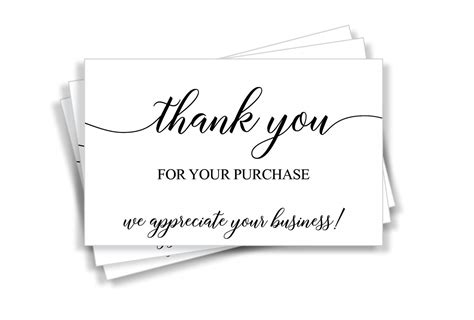 Thank You For Your Purchase Cards Customer Thank You Cards