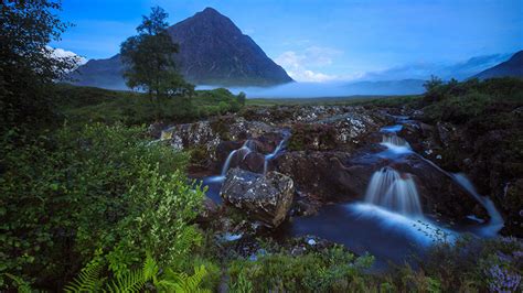 Photos Scotland Fog Crag Nature Streams Waterfalls Landscape