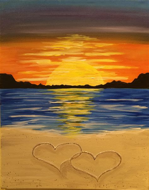 More images for easy beach painting ideas » Romance On The Beach - Pinot's Palette Painting