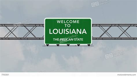 4k Passing Louisiana Usa State Border Welcome Road Sign With Matte 1