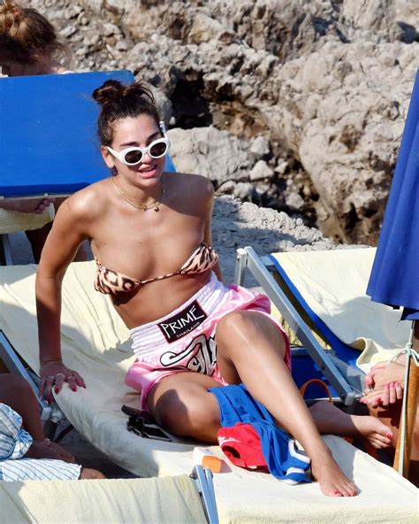 Dua Lipa In A Bikini Top Sunbathing While On Her Summer Holiday In