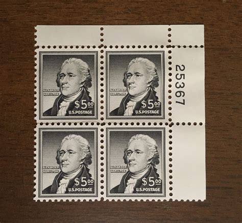 1954 500 Alexander Hamilton Plate Block Stamps Liberty Etsy