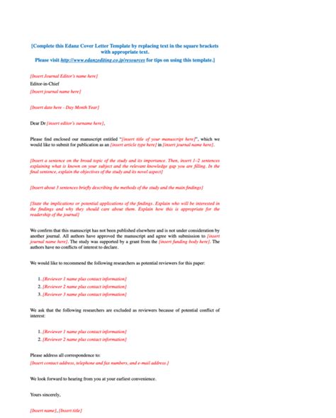 Writing A Successful Journal Cover Letter Free Templates Edanz