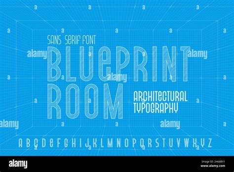 Blueprint Architecture Font Capital Sans Serif Letters Alphabet