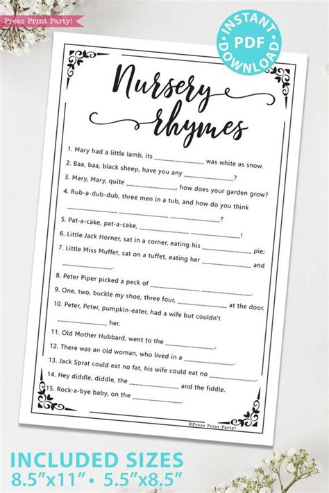 Some kind of interesting gift for women in their 40s will be different with a. 11 Rustic Baby Shower Games Printable Package - Press ...