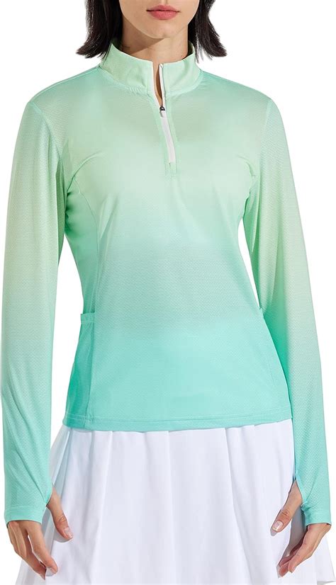Libin Womens Long Sleeve Golf Shirts Half Zip Workout