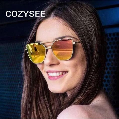 Trend Elegant Ladies Pilot Sunglasses Women Cat Eyes Brand Designer Coating Mirror Metal Sun
