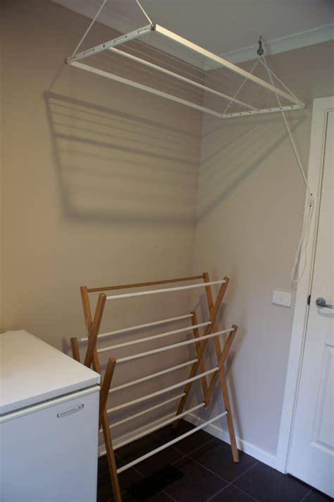 George and willy wooden hanging clothes drying rack. astounding-laundry-room-clothes-hanger-aluminum-ceiling ...