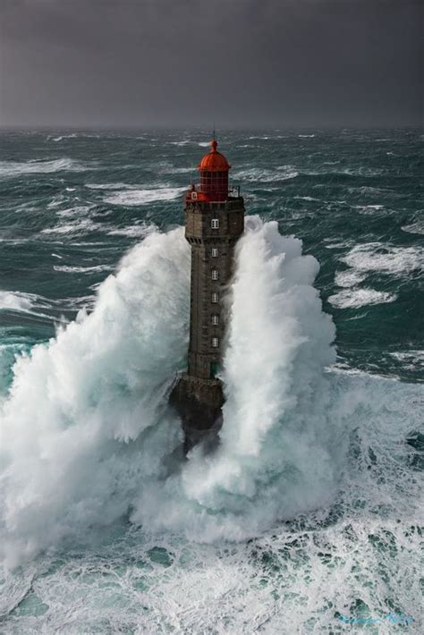 Seascape Lighthouse La Jument Lighthouse In Brittany France At