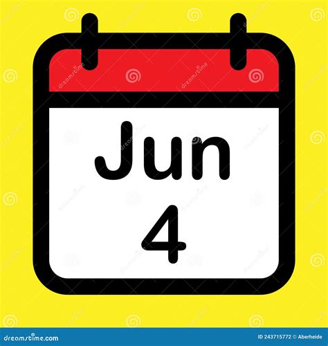 Calendar Icon Fourth June Stock Vector Illustration Of Agenda 243715772