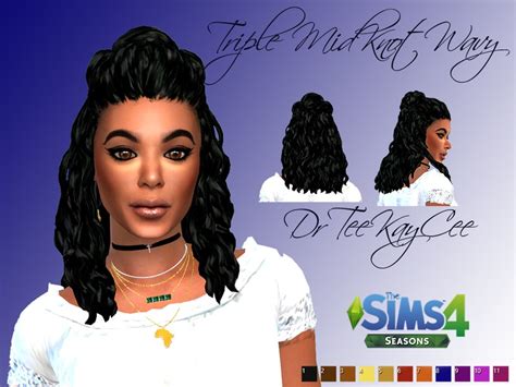 The Sims Resource Triple Midknot Wavy Hair Retextured By Drteekaycee