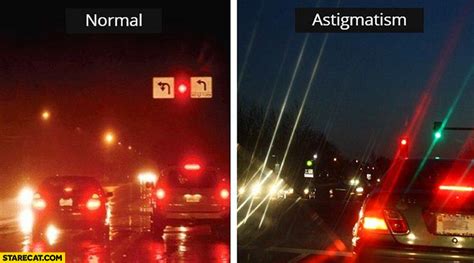 How It Looks Normal Vs With Astigmatism Comparison Street Lights