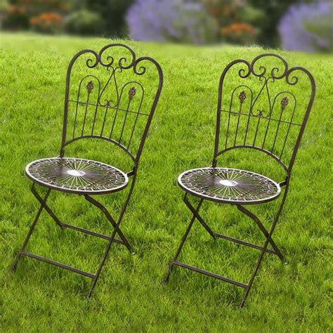Hgc Provence Metal Folding Wrought Iron Patio Bistro Chairs Set Of 2