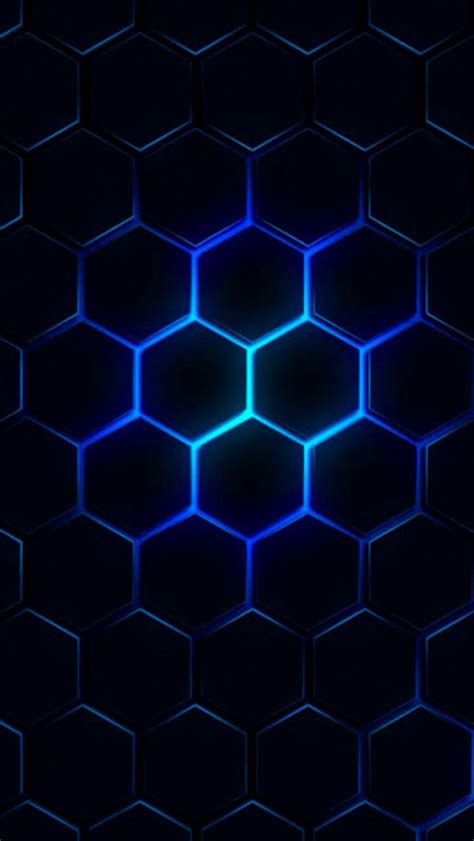Blue Glow Black Geometric Wallpaper Abstract Iphone