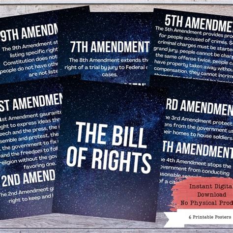 Us Amendments Printable Poster Set Us Constitution Wall Art Etsy