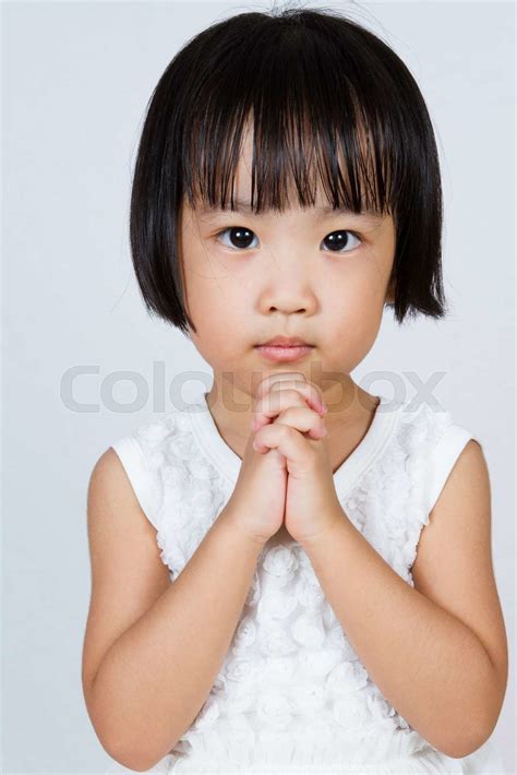 Asian Little Chinese Girl Praying Stock Image Colourbox