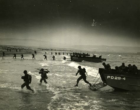 American Soldiers Storm The North African Coast During An Amphibious
